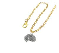 Collar con colgante de erizo A16, peltre inglés fino en cadena chapada en oro, 45,7 cm