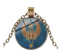 Collar con colgante de escarabajo egipcio de bronce vintage luna caballero escarabajo arte patrón de cristal cabujón cadena collares hombres mujeres joyería, 1
