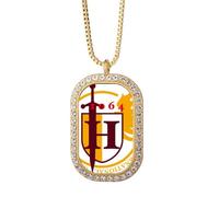 Collar con colgante de escudo valiente de la Edad Media, joyería dorada de cristal de diamante