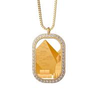 Collar con colgante de esfinge de la pirada egipcia con diamantes de cristal dorado