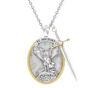 Collar con colgante de espada y escudo, colgante de San Miguel Arcángel, amuleto de ángel de la guarda, regalo unisex