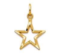 Collar con colgante de estrella de corte brillante de oro amarillo de 10 quilates de 20 x 11 mm de ancho para mujer