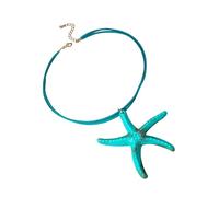 Collar con colgante de estrella de mar con colgante de estrella de mar con detalle trenzado accesorio para uso casual, One Size, Como se describe, como se describe