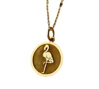 Collar con colgante de flamenco de plata de ley 925 45 cm |LK_NLC_01154 | round eye charm pendant 26 mm with 18 inch cable chain symbolic protection jewelry gift for men women