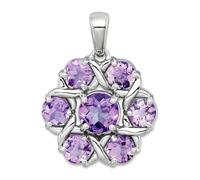 Collar con colgante de flor de cuarzo rosa de Francia chapado en rodio de 19,85 mm, regalo de joyería para mamá, talla única, Piedra preciosa. Metal Amatista Piedra preciosa metal, Amatista Cuarzo