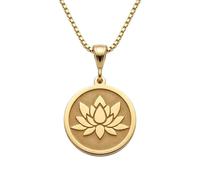 Collar con colgante de flor de loto de plata de ley 925 y oro |LK_NLC_01717 | plated round phoenix medallion 24mm symbol of rebirth strength hope pendant with 18 inch cable chain
