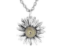 Collar con colgante de flor de margarita vintage, girasol, retro, plata S925, collar largo personalizado de crisantemo, joyería, regalo de cumpleaños para mujeres y hombres