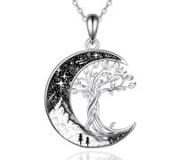 Collar con colgante de gato negro, mamá, oso, murciélago, araña, calabaza, lobo, sol y luna, tortuga, cuervo, plata de ley 925, collar de luna creciente, día de la madre, Navidad, joyería gótica