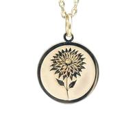 Collar con colgante de girasol de plata de ley 925 con 18 |LK_NLC_02460 | plated 22mm round phoenix medallion pendant with 18 inch cable chain symbol of rebirth strength hope