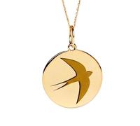 Collar con colgante de golondrina de plata de ley 925 y oro |LK_NLC_01975 | necklace with 18 inch cable chain engraved sun moon star disc pendant nature inspired polished jewelry