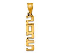 Collar con colgante de graduación 2025 de oro amarillo macizo pulido vertical de 14 quilates, regalo de joyería para mamá, 2.50 centimeters, Metal, No es una piedra preciosa