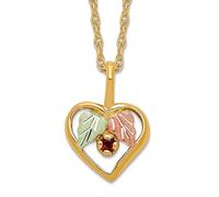 Collar con colgante de granate de corazón de oro de Black Hills de 10,07 mm, 10 quilates, de 46 cm, para mujer