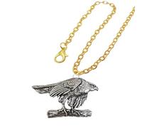 Collar con colgante de halcón B2, peltre inglés fino en cadena chapada en oro, 45,7 cm