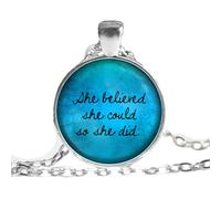 Collar con colgante de hermana con texto en inglés "She Believed She Could So She Did", 1