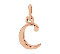 Collar con colgante de inicial de monograma personalizado de oro rosa de 14 quilates con letra minúscula pulida C, regalo de joyería para mujer, Metal