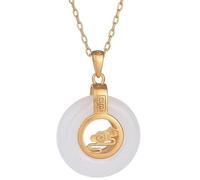 Collar con colgante de jade blanco natural, amuleto de la suerte tradicional chino, joyería femenina de moda (1 unidad)