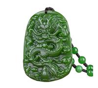 Collar con colgante de jade natural, amuleto de la suerte tallado, collar con colgante de dragón del zodiaco de jade verde chino, accesorios de moda, amuleto de la suerte tallado a mano for hombre y m