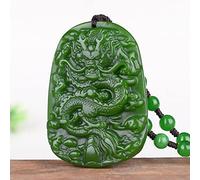 Collar con colgante de jade natural, amuleto de la suerte tallado, collar con colgante de dragón del zodiaco de jade verde chino, accesorios de moda, amuleto de la suerte tallado a mano for hombre y m