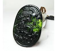 Collar con colgante de jade natural, amuleto de la suerte tallado, collar con colgante de fénix de dragón de jade verde negro natural, amuleto de joyería tallado chino, amuleto de moda for hombres y m