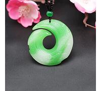 Collar con colgante de jade natural tallado amuleto de la suerte, collar con colgante de runa de jade verde blanco natural chino de doble cara hueco tallado encanto joyería amuleto de moda hombres muj