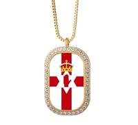 Collar con colgante de la bandera nacional de Irlanda del Norte y el país de la UE, joyería dorada con diamantes