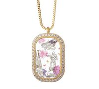 Collar con colgante de la catedral de Barcelona con estatua de fútbol de España, joyería dorada de cristal de diamantes