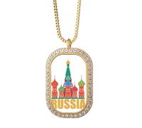 Collar con colgante de la catedral de Rusia de Moscú con diamantes de cristal dorado