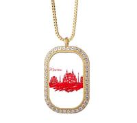 Collar con colgante de la catedral roja de Moscú y la ciudad de Rusia, joyería dorada con diamantes
