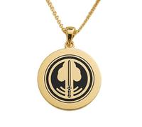 Collar con colgante de la Orden Jedi grabado, forma redonda, hecho en plata de ley 925, chapado en oro, con cadena de cable de 45 cm. Joyería hecha a mano para hombres y mujeres |LKD_EGP_00721