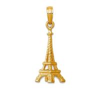Collar con colgante de la Torre Eiffel 3D pulido macizo de oro amarillo de 10 quilates de 8 mm para mujer