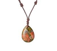 Collar Con Colgante De Lágrima De Cristal Curativo Para Hombres Y Mujeres, Collar Con Colgante De Piedra Pulida Natural Con Cuerda Ajustable, Piedra Preciosa Energética, Joyería Hecha A Mano, Reg