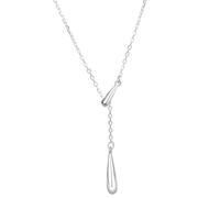 Collar con colgante de lágrima de plata S925, cadena ajustable de 45 + 5 cm, elegante acento de borla, suave al tacto, moderno y versátil, talla única, Plata, No es una piedra preciosa