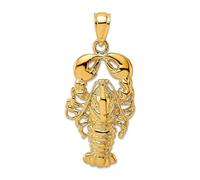 Collar con colgante de langosta Maine texturizado de oro amarillo macizo de 10 quilates de 15,3 mm para mujer