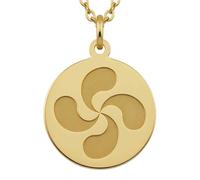 Collar con colgante de lauburu vasco de plata de ley 925 |LK_NLC_01798 | plated rectangle ocean marine animal pendant 30 x 19 mm with 18 inch cable chain symbol of patience