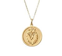 Collar con colgante de león chapado en oro y plata de ley 925 |LK_NLC_01173 | round engraved peace bird disc necklace 22-24 mm with 18 inch cable chain meaningful jewelry gift