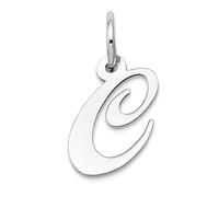 Collar con colgante de letra pequeña de oro blanco de 10 quilates de 13 mm con monograma personalizado con inicial C para mujer