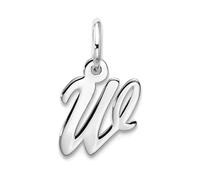Collar con colgante de letra pequeña de oro blanco de 10 quilates de 8,2 mm, monograma personalizado con inicial W, para mujer