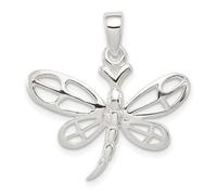 Collar con colgante de libélula pulida de plata de ley 925, mide 26 x 24 mm de ancho, joyería para mujer, One Size, Metal Plata Plata de ley, No es una piedra preciosa