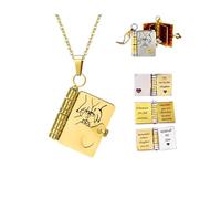 Collar con colgante de libro My Little Star, con texto en inglés "My Incredible Daughter", se puede abrir con 6 páginas de información grabada, una letra para mi hija, regalo de graduación para el