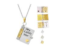 Collar con colgante de libro My Little Star, con texto en inglés "My Incredible Daughter", se puede abrir con 6 páginas de información grabada, una letra para mi hija, regalo de graduación para el