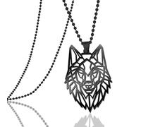 Collar con colgante de lobo de moda de acero inoxidable hueco de lobo de pared Collar con dije de animal I am Wolf Fans Jewelry Regalo único para hombres y adolescentes