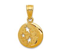 Collar con colgante de luna y estrellas celestiales de oro amarillo macizo de 10 quilates de 13 mm para mujer