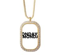 Collar con colgante de lunes con diseño de personajes elegantes y diamantes de cristal dorado