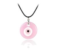 Collar con colgante de mal de ojo de cristal, cadena de cuero turco, collar de la suerte para mujeres y hombres, Vidrio, Sin gemas.