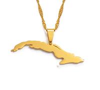 Collar con Colgante De Mapa - 3.6Cm Cuba Mapa Collares para Mujeres,Mapa De Cuba Charm Colgante Joyería con Cadena Delgada,Joyas Clásicas Hip Hop para Mujeres Hombres Fiesta Tendencia Rega