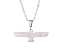 Collar Con Colgante De Mapa Arameo Asirio Para Mujeres, Niñas Y Hombres Cadena De Suéter Con Dije De Símbolo De Águila Patriótica, Joyería De Cadena De Clavícula Redimensionable, Blanco, 50 Cm
