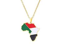 Collar con Colgante De Mapa De África, Región De La Bandera De La República De Sudán, Cadena De Clavícula con Colgante De Esmalte Amarillo, Joyería Patriótica, Corbatas Pa
