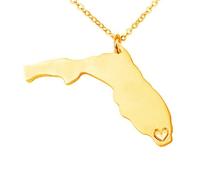 Collar con Colgante De Mapa De Florida: Geometría De Color Sólido, Corazón Hueco, Dije De Mapa, Corbatas con Contorno, para Mujeres, Hombres, Niñas, Cadena De Clavícula, Joy