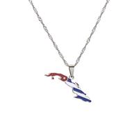 Collar con Colgante De Mapa De La Bandera De Cuba - Collar con Cadena De Ondas De Agua con Dije De Esmalte Étnico, para Mujeres, Hombres, Hip Hop, Amistad, Joyería De Halloween