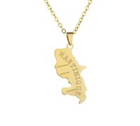 Collar con colgante de mapa de la isla de Martinica de Francia para hombres y mujeres, color dorado, regalo de joyería de mapa del país